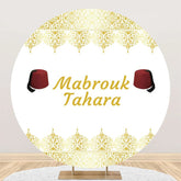 Aperturee - White Gold Red Hat Mabrouk Tahara Round Backdrop
